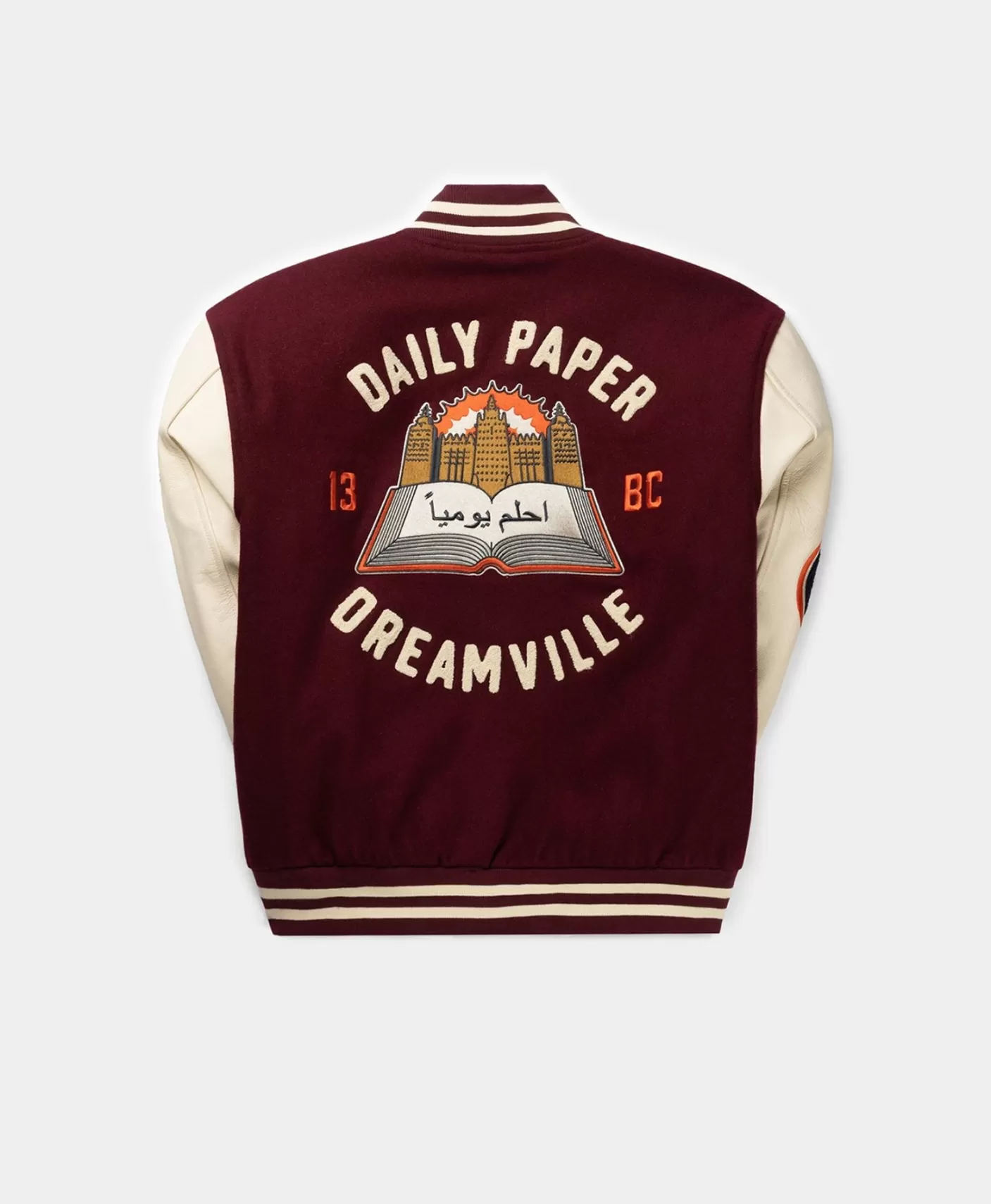 Daily Paper X Dreamville Bordeaux Cream Varsity Jacket-Men Jackets