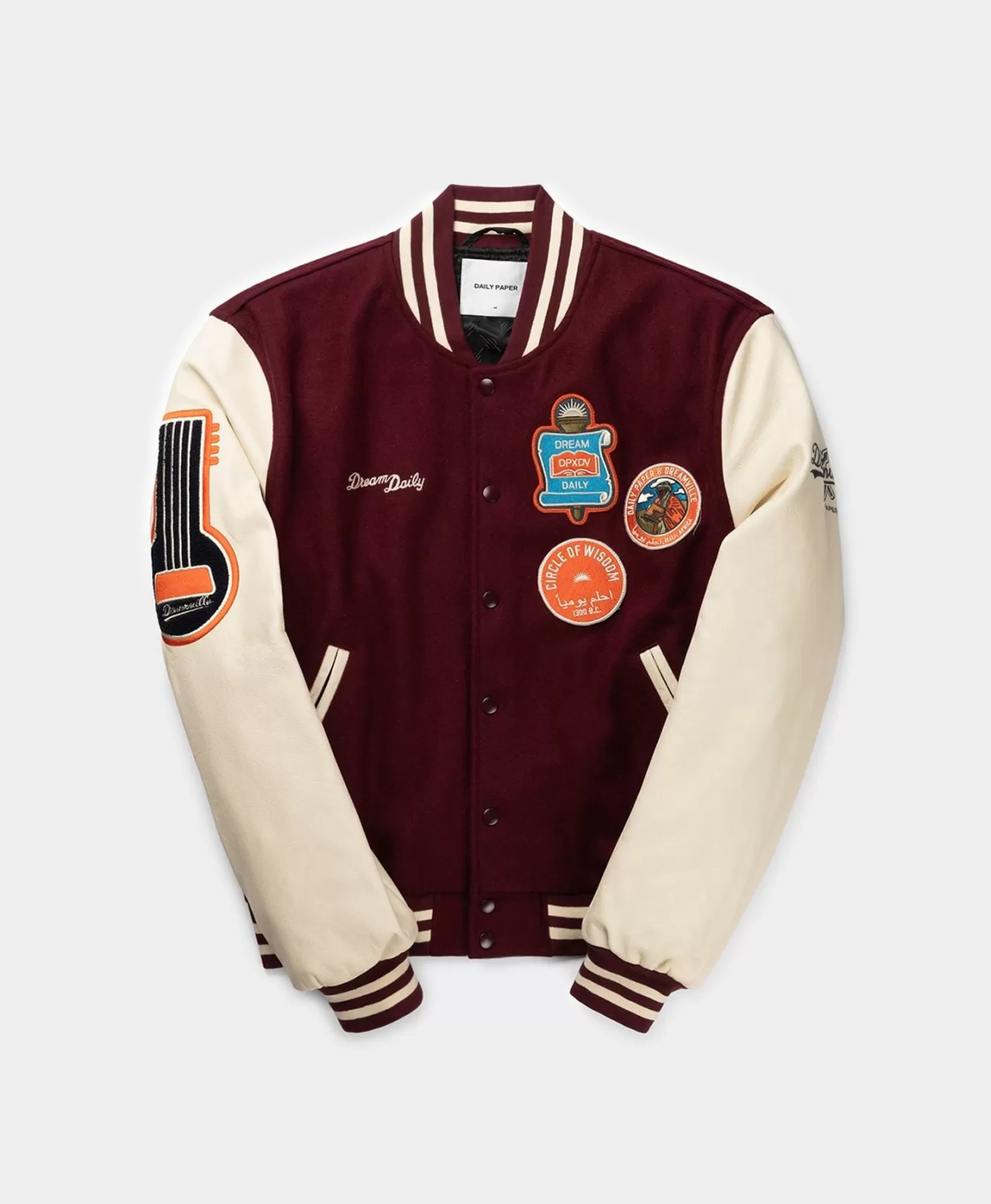 Daily Paper X Dreamville Bordeaux Cream Varsity Jacket-Women Jackets